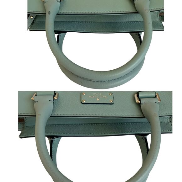 Kate Spade Medium Satchel Crossbody Bag Muted Teal Leather Preowned - Picture 11 of 11